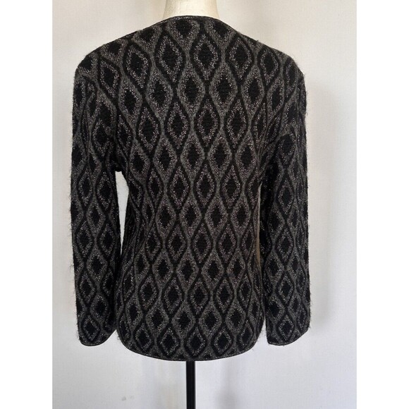 Jones New York‎ Collection Metallic Cardigan Sweater Threaded Black Silver S/4-6 - Picture 4 of 11
